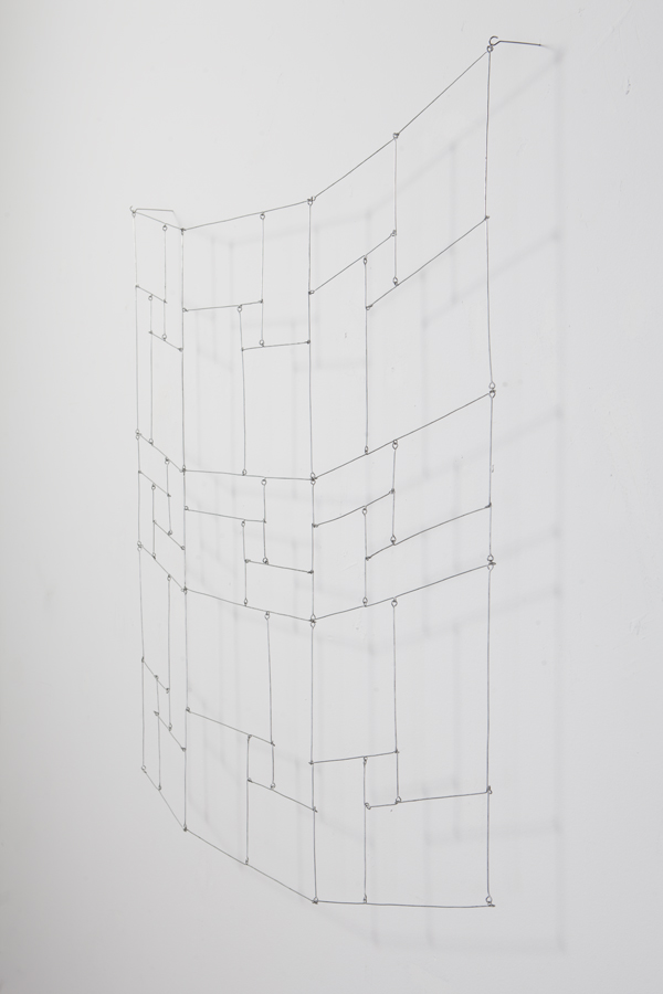 Wire Painting, galvanized steel wire and music wire, 34 x 30 x 3 inches